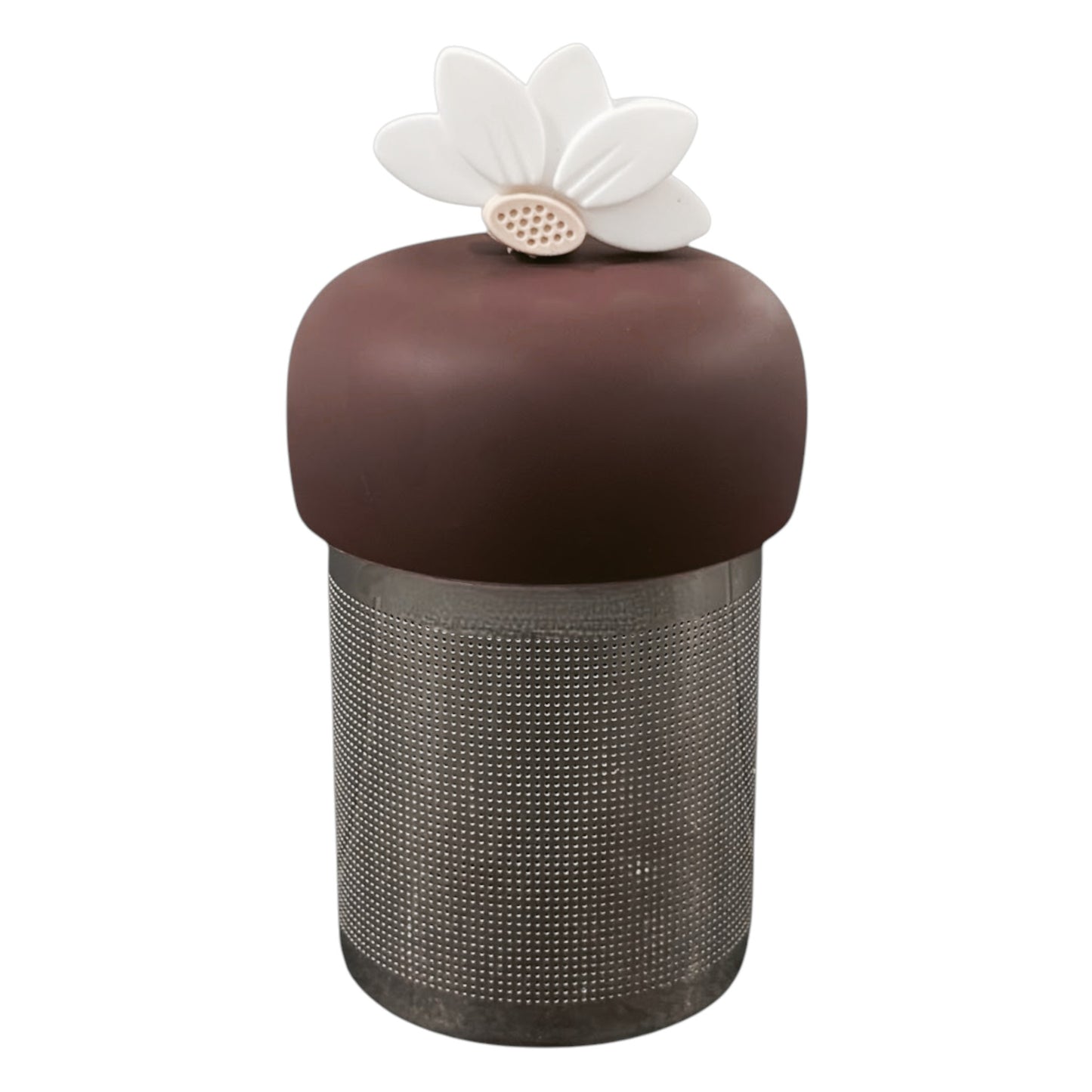 White Lotus Flower Floating Tea Steeper I Brown Base