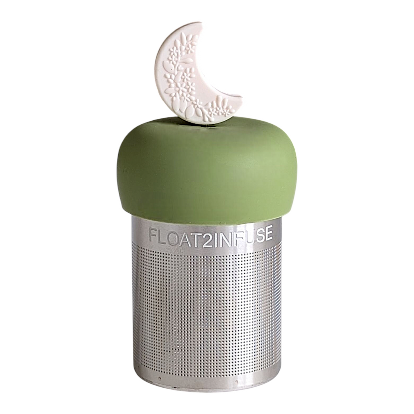 Ivory Floral Crescent Moon Floating Tea Steeper