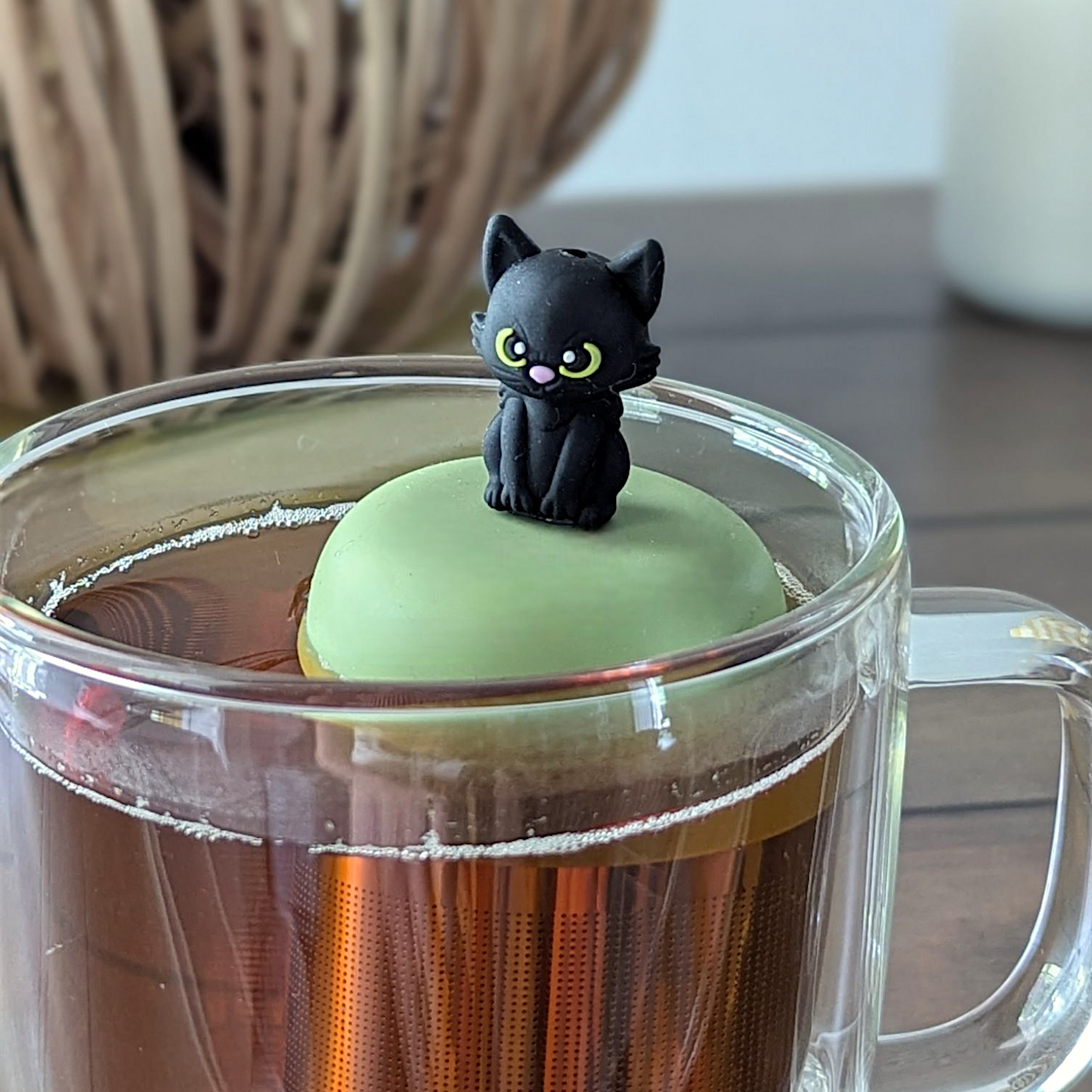 Black Halloween Cat Floating Tea Steeper