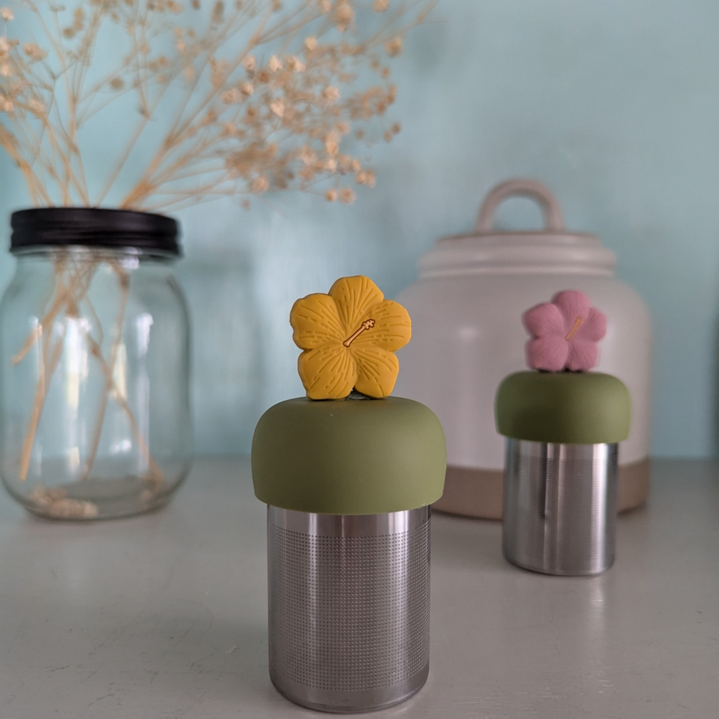Yellow Hibiscus Flower Floating Tea Steeper