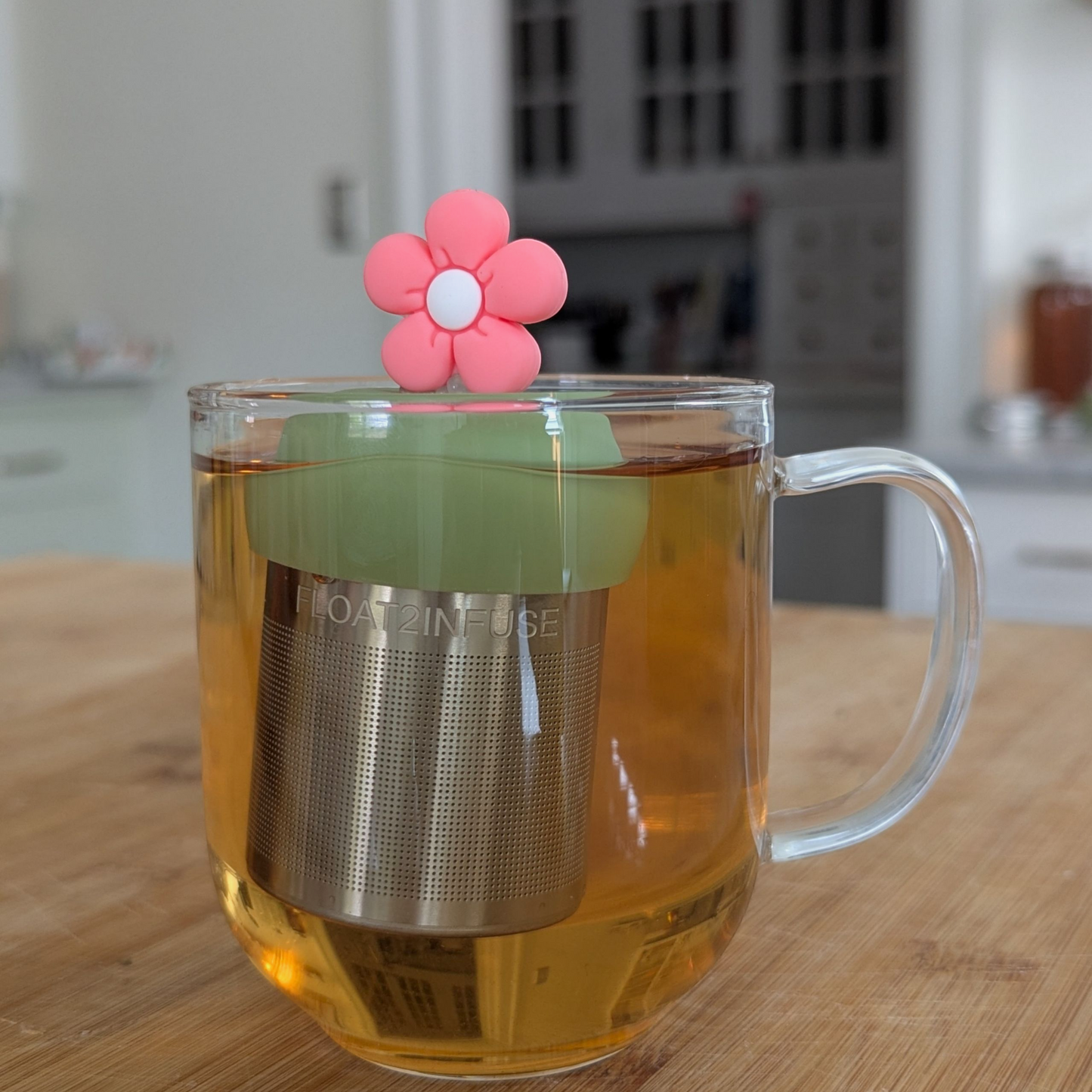 Coral Pink Daisy Floating Tea Steepe