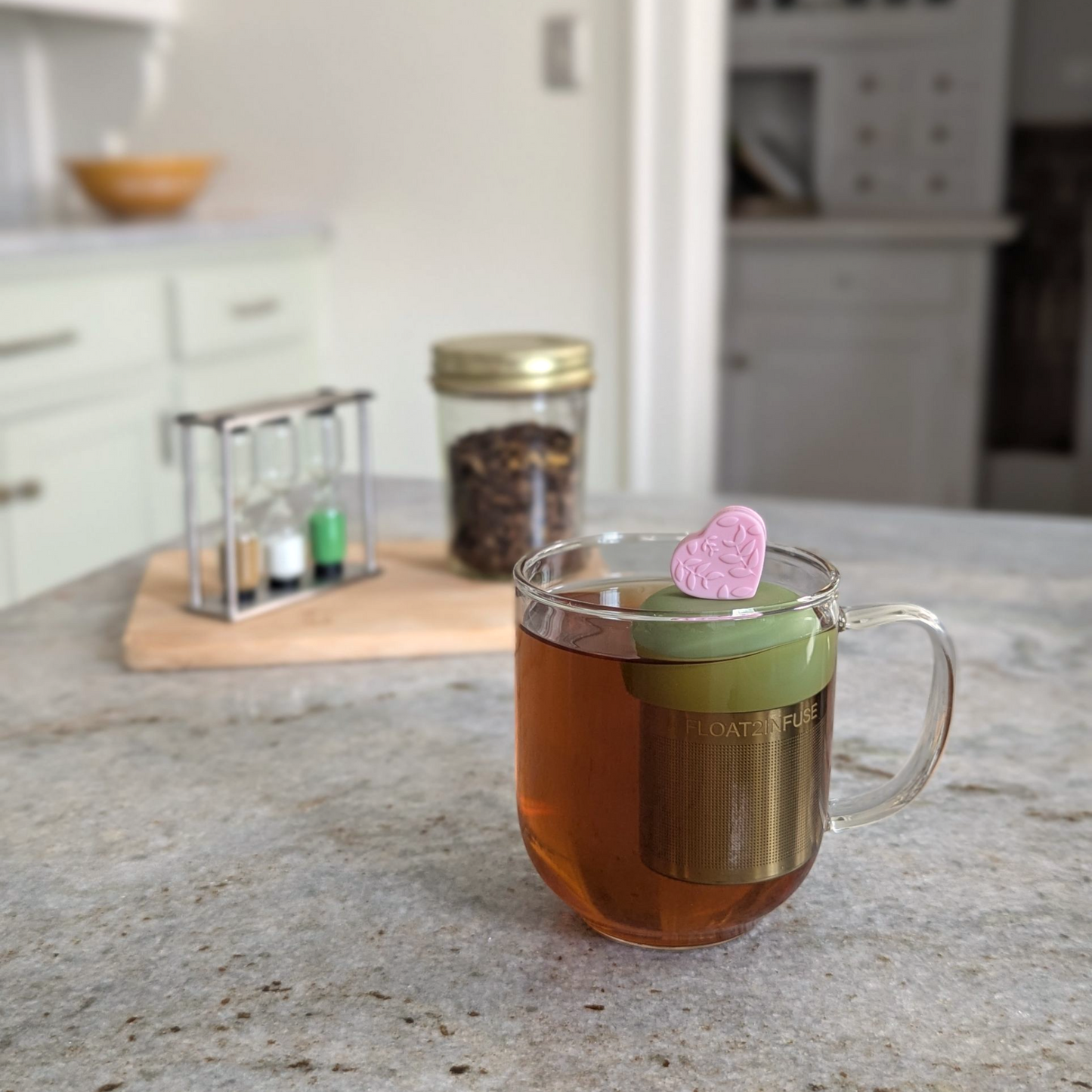 Light Pink Floral Heart Floating Tea Steeper
