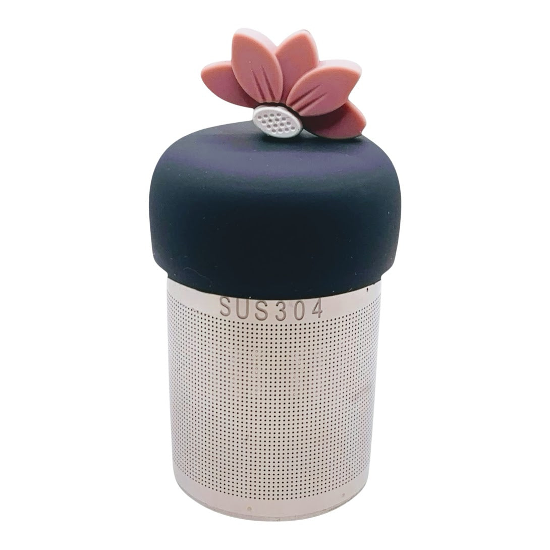 Warm Pink Lotus Flower Floating Tea Steeper I Grey Base