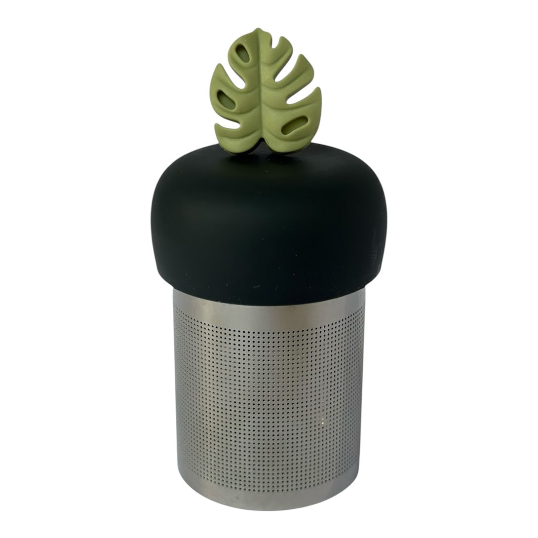 Earth Green Monstera Leaf Floating Tea Steeper I Grey Base