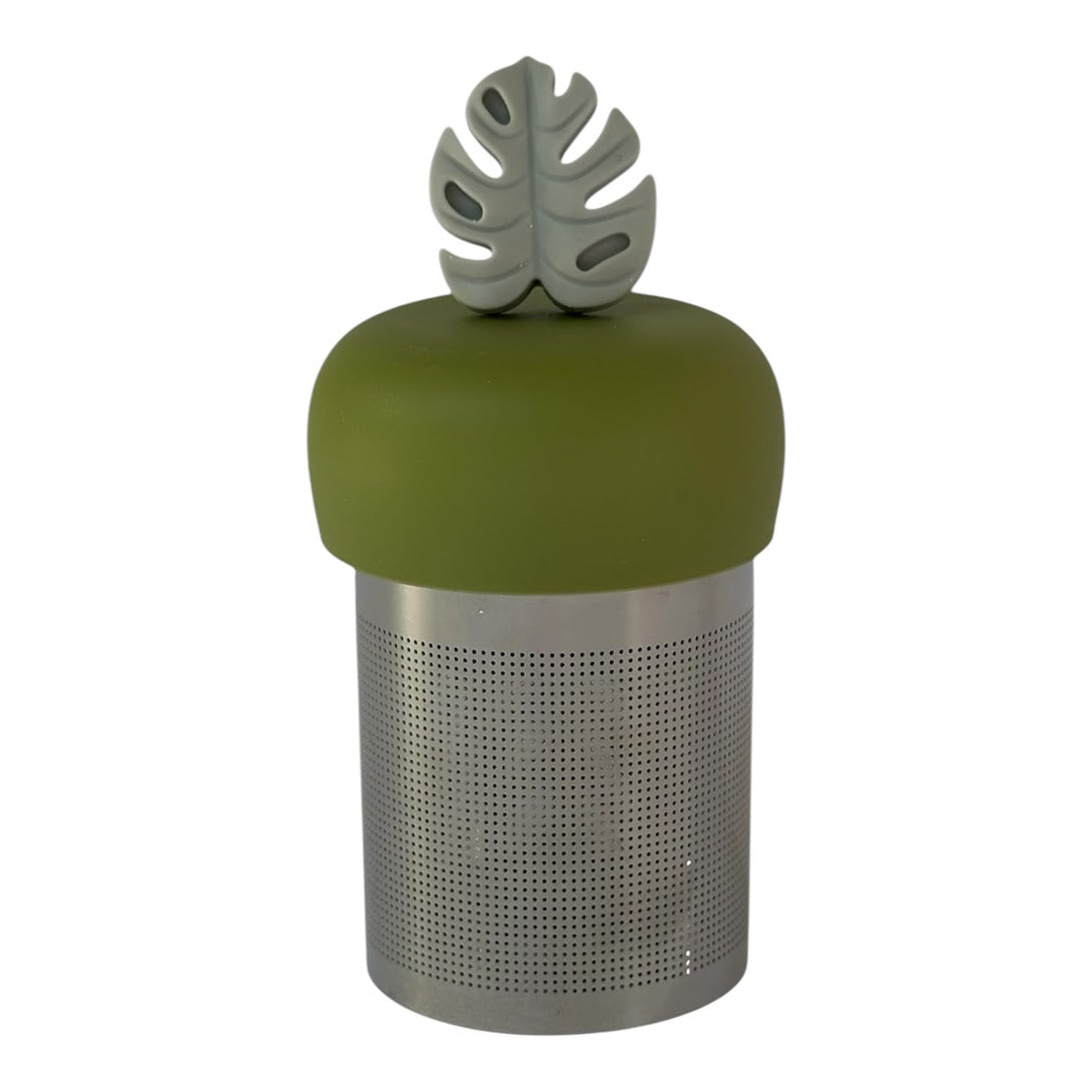 Grey Monstera Leaf Floating Tea Steeper I Green Base