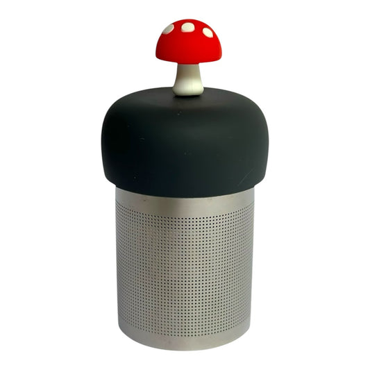 Bright Red Mushroom Floating Tea Steeper I Grey Base