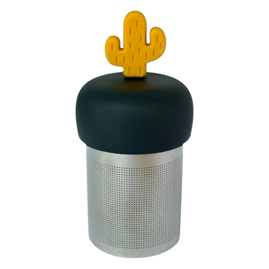 Golden Yellow Saguaro Cactus Floating Tea Steeper I Grey Base