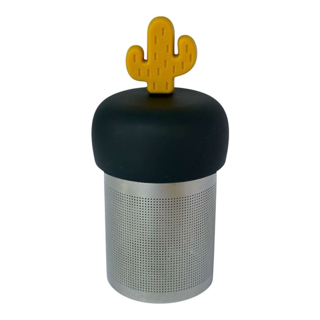 Golden Yellow Saguaro Cactus Floating Tea Steeper I Grey Base