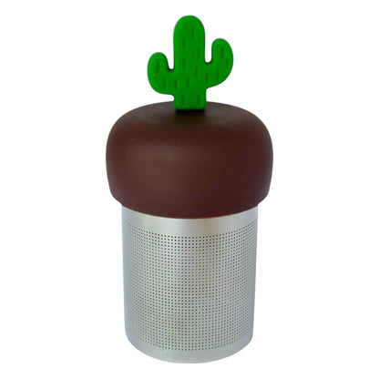 Green Saguaro Cactus Floating Tea Steeper I Brown Base
