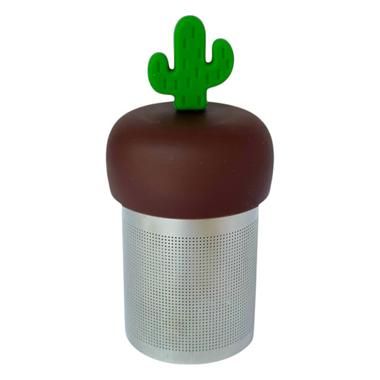 Green Saguaro Cactus Floating Tea Steeper I Brown Base