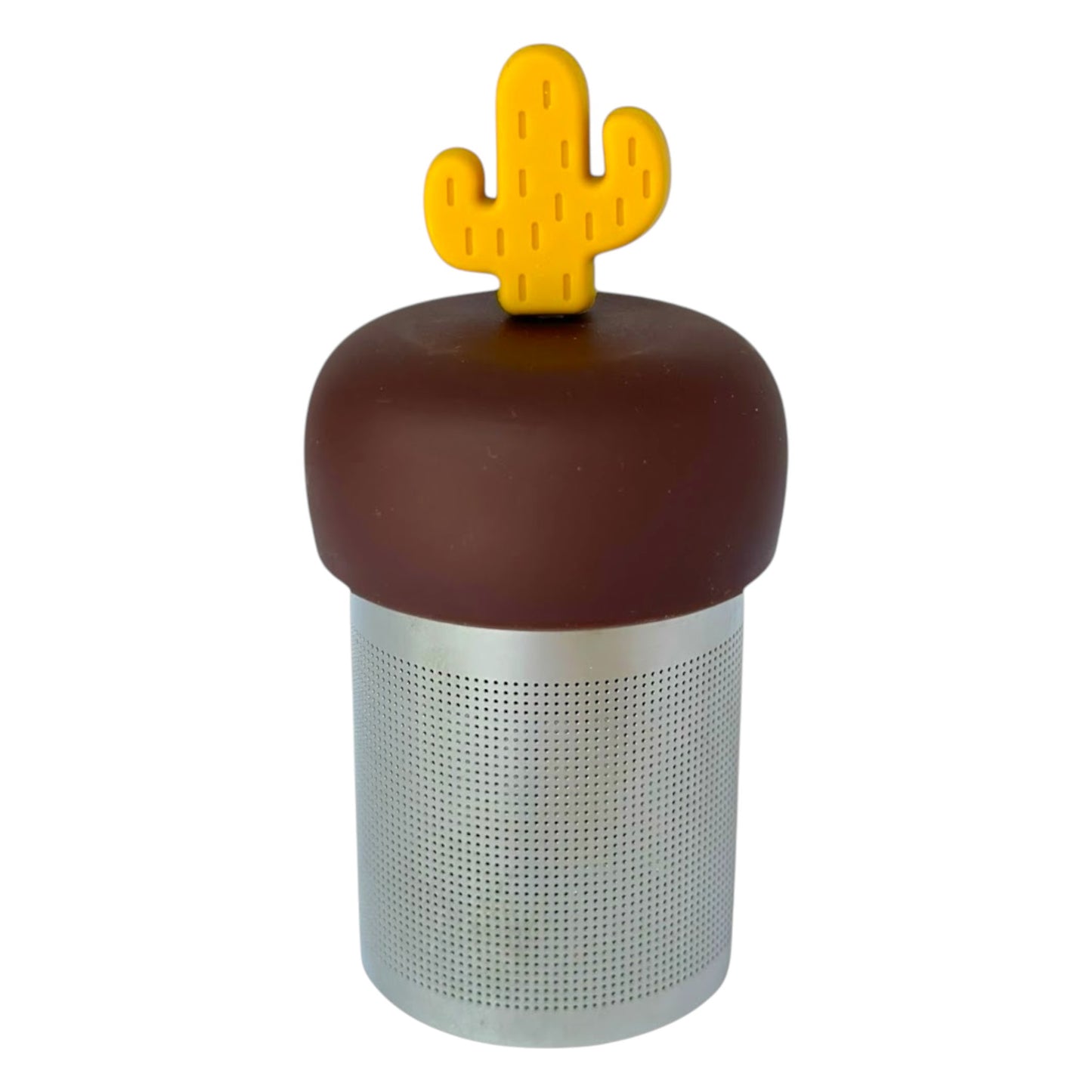Golden Yellow Saguaro Cactus Floating Tea Steeper I Brown Base