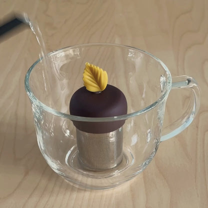 Yellow Fall Leaf Floating Tea Steeper I Brown Base