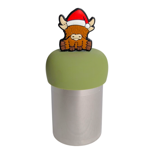 Brown Christmas Highland Cow Floating Tea Steeper