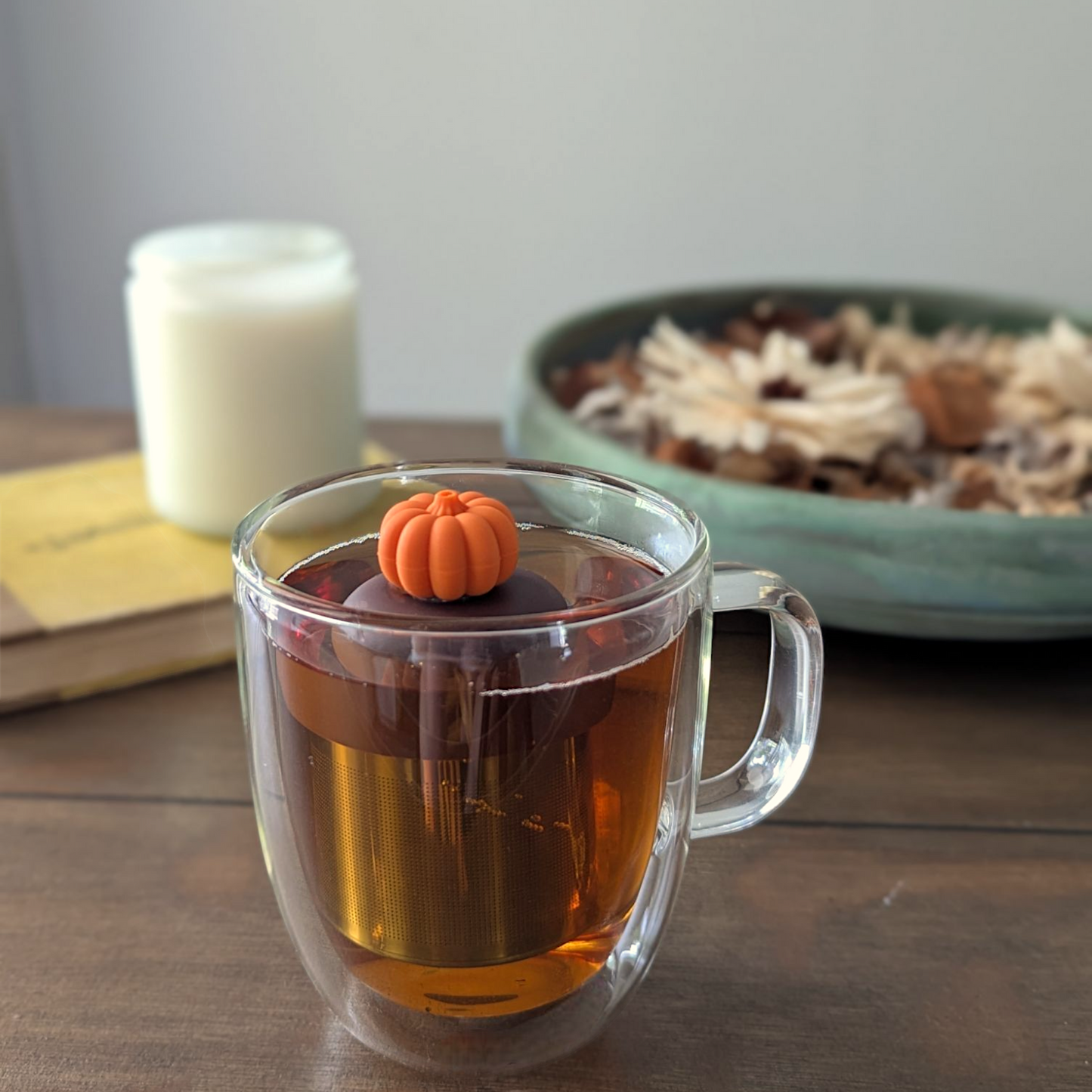 3D pumpkin Floating Tea Steeper l brown